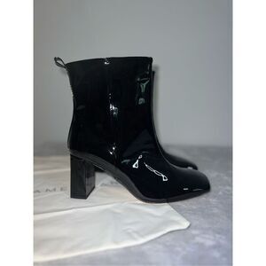 Good American Black Patent Leather Boots Square Toe 9